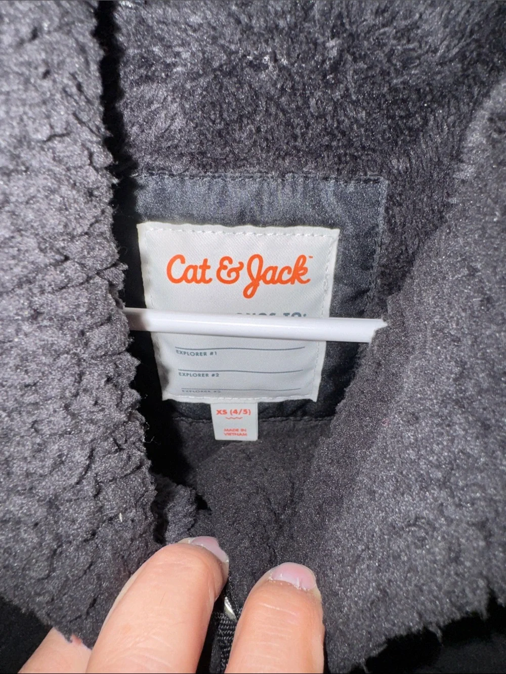 Cat & Jack Black Kids Teddy Puffer Jacket with Hood